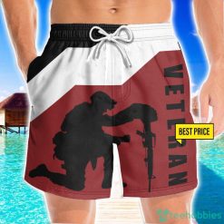 US Army Veteran Kneeling Helmet Gun Boots 3D Beach Shorts For Men Gift Summer Gift Product Photo 1