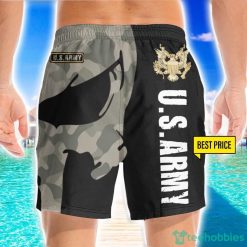 US Army Veteran Skull Black 3D Beach Shorts For Men Gift Summer Gift Product Photo 2