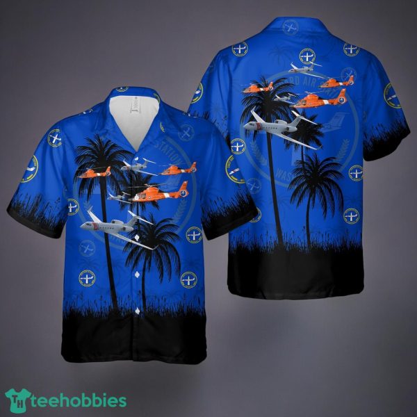 US Coast Guard Air Station Washington MH-65 Dolphin And C-37A Hawaiian Shirt Product Photo 1