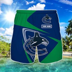 Vancouver Canucks Logo Printed 3D Beach Shorts For Men Custom Name Summer Gift Ideas Product Photo 1