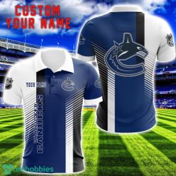 Vancouver Canucks Team Striped Style 3D Printed Polo SHirt For Fans Custom Name Product Photo 1