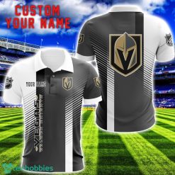 Vegas Golden Knights Team Striped Style 3D Printed Polo SHirt For Fans Custom Name Product Photo 1