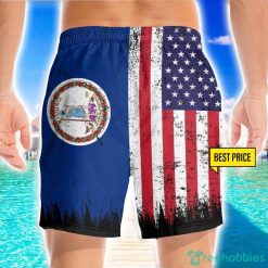 Virginia x American Flag Vintage Style 3D Beach Shorts For Men Gift Summer Gift Product Photo 2