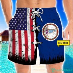 Virginia x American Flag Vintage Style 3D Beach Shorts For Men Gift Summer Gift Product Photo 1