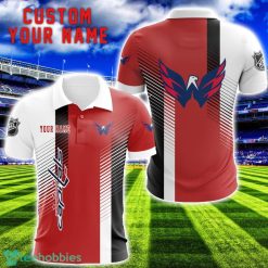Washington Capitals Team Striped Style 3D Printed Polo SHirt For Fans Custom Name Product Photo 1