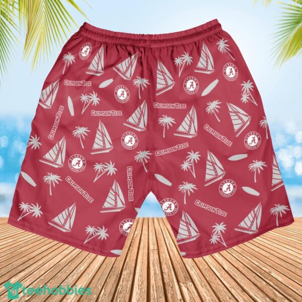 Alabama Crimson Tide Sailboat and Coconut Pattern Beach Shorts For Fans Product Photo 2