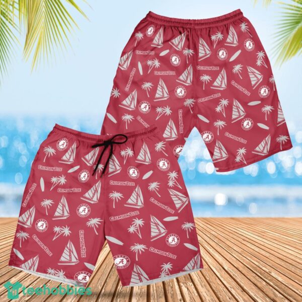 Alabama Crimson Tide Sailboat and Coconut Pattern Beach Shorts For Fans Product Photo 1