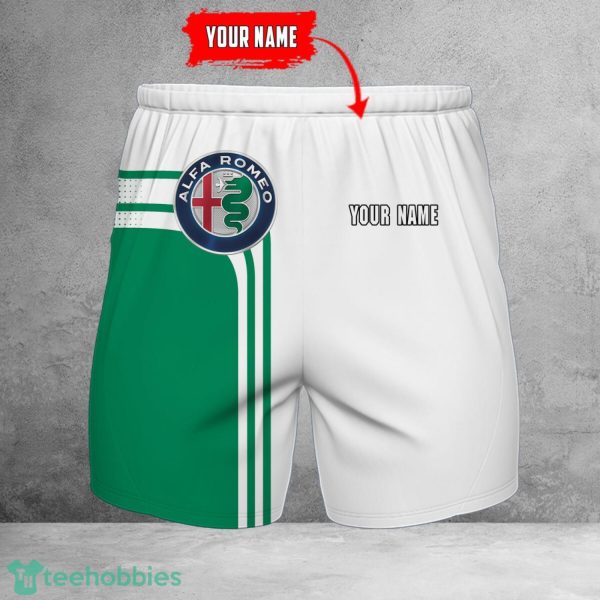 Alfa Romeo 3D Beach Shorts For Men Logo Car And Custom Name For Fans Product Photo 1