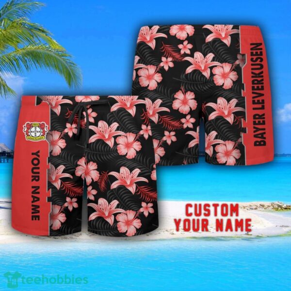 Bayer Leverkusen Tropical Combo Hawaiian Shirt And Shorts Personalized Name For Fans Product Photo 3