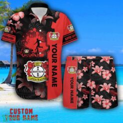Bayer Leverkusen Tropical Combo Hawaiian Shirt And Shorts Personalized Name For Fans Product Photo 1