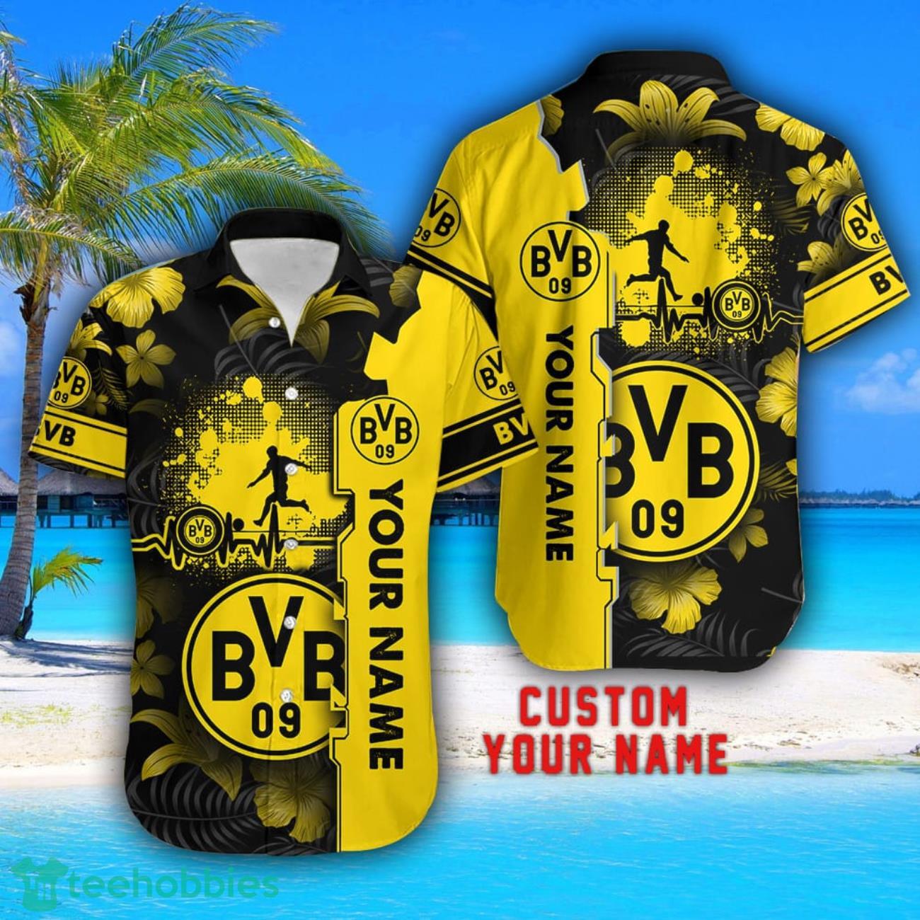 Borussia Dortmund Tropical Combo Hawaiian Shirt And Shorts Personalized Name For Fans image Borussia Dortmund Tropical Combo Hawaiian Shirt And Shorts Personalized Name For Fans Product Photo 2