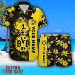 Borussia Dortmund Tropical Combo Hawaiian Shirt And Shorts Personalized Name For Fans Product Photo 1