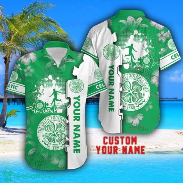 Celtic FC Tropical Combo Hawaiian Shirt And Shorts Personalized Name For Fans Product Photo 2