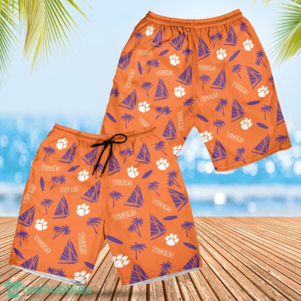 Clemson Tigers Sailboat and Coconut Pattern Beach Shorts For Fans Product Photo 1