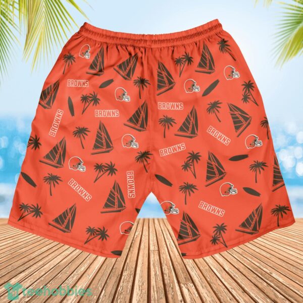 Cleveland Browns Sailboat and Coconut Pattern Beach Shorts For Fans Product Photo 2