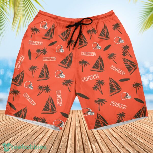 Cleveland Browns Sailboat and Coconut Pattern Beach Shorts For Fans Product Photo 3