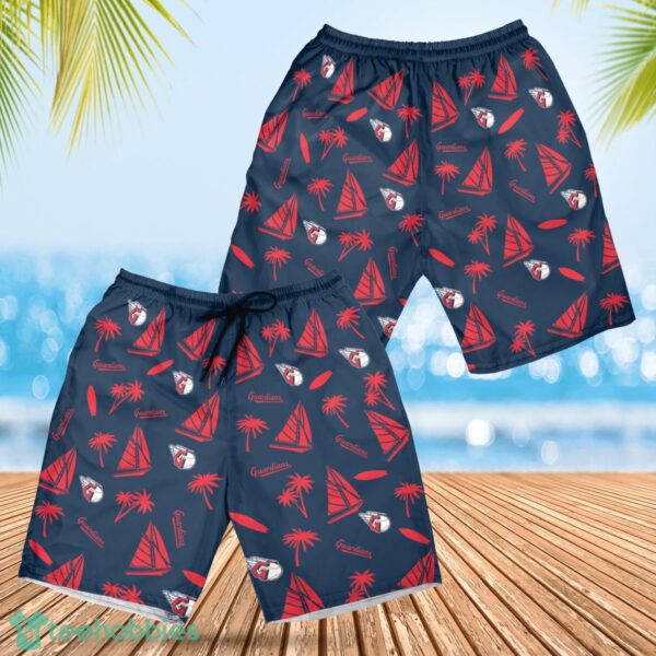 Cleveland Guardians Sailboat and Coconut Pattern Beach Shorts For Fans Product Photo 1