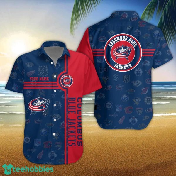 Columbus Blue Jackets Logo team 3D All Over Printed 3D Hawaiian Shirt Custom Name For Fans Product Photo 1