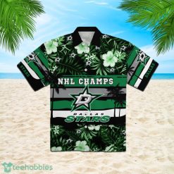Dallas Stars National Hockey League 2023 Short Sleeve Tropical Flower Hawaiian Shirt image Dallas Stars National Hockey League 2023 Short Sleeve Tropical Flower Hawaiian Shirt Product Photo 2