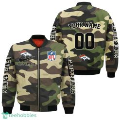 Denver Broncos Personalized Name And Number Camo Bomber Jacket Product Photo 1