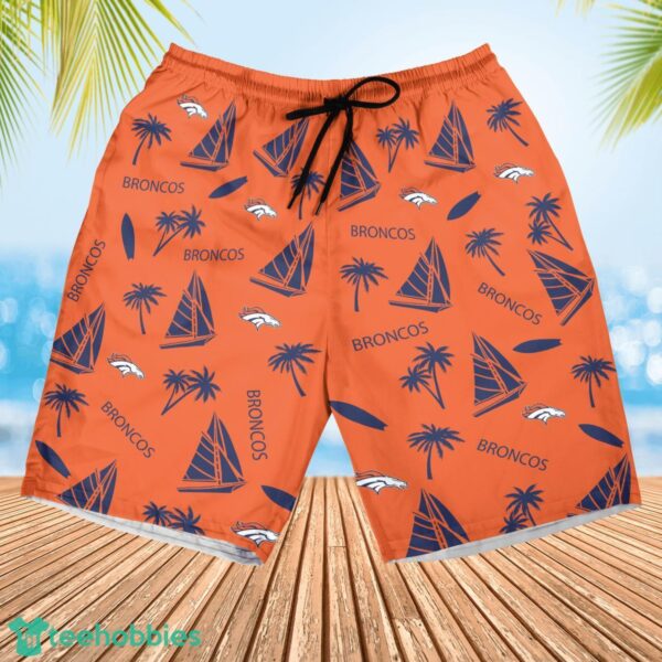 Denver Broncos Sailboat and Coconut Pattern Beach Shorts For Fans Product Photo 3