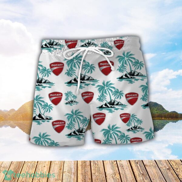 Ducatti Tropical Coconut Pattern Combo 3D Hawaiian Shirt And Shorts Product Photo 2
