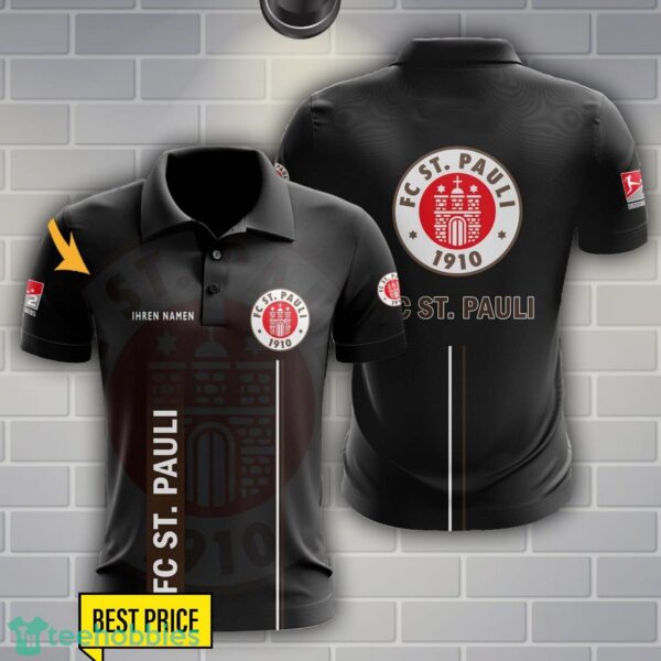 FC St. Pauli Polo Shirt Personalized Name Black Color Product Photo 1