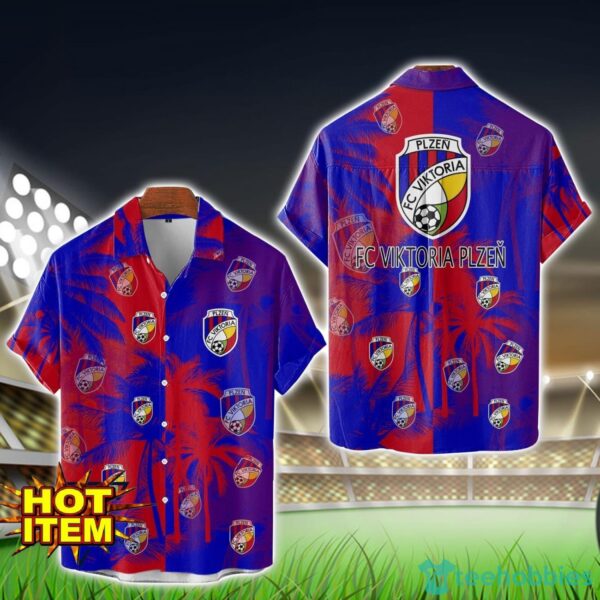 FC Viktoria Plzen All Over Printed Logo And Coconut Pattern Hawaiian Shirt Product Photo 1