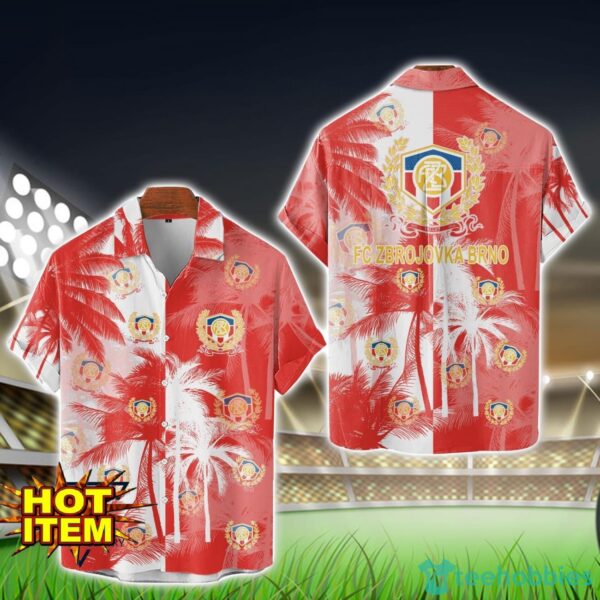 FC Zbrojovka Brno All Over Printed Logo And Coconut Pattern Hawaiian Shirt Product Photo 1