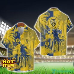 FC Zlin All Over Printed Logo And Coconut Pattern Hawaiian Shirt Product Photo 1