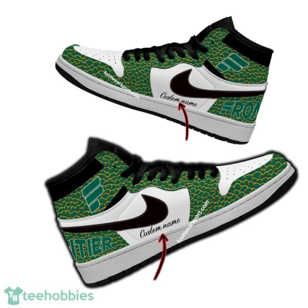 Frontier Airlines Air Jordan Hightop Shoes Personalized Crocodile Skin Pattern For Fans Gift - Frontier Airlines Air Jordan Hightop Shoes Personalized Design 1