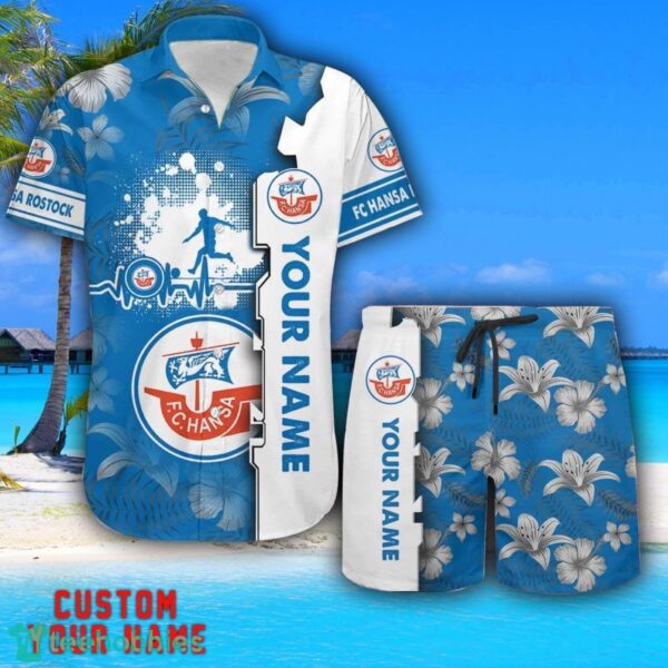 Hansa Rostock Tropical Combo Hawaiian Shirt And Shorts Personalized Name For Fans Product Photo 1