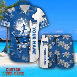 Hertha BSC Tropical Combo Hawaiian Shirt And Shorts Personalized Name For Fans Product Photo 1