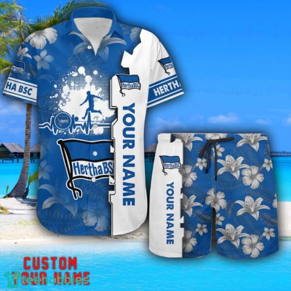 Hertha BSC Tropical Combo Hawaiian Shirt And Shorts Personalized Name For Fans Product Photo 1