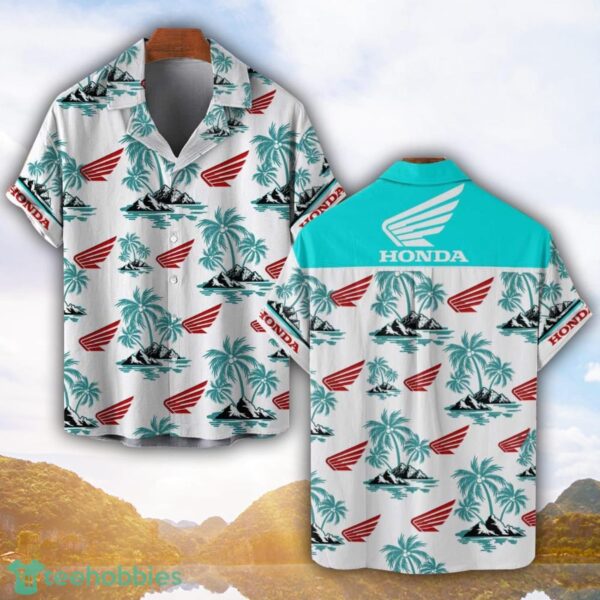 Honda Motorcycle Tropical Coconut Pattern Combo 3D Hawaiian Shirt And Shorts Product Photo 1