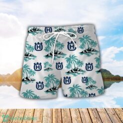 Husqvarna Motorcycles Tropical Coconut Pattern Combo 3D Hawaiian Shirt And Shorts Product Photo 2