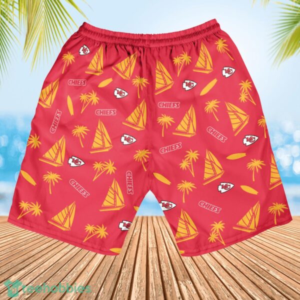 Kansas City Chiefs Sailboat and Coconut Pattern Beach Shorts For Fans Product Photo 2