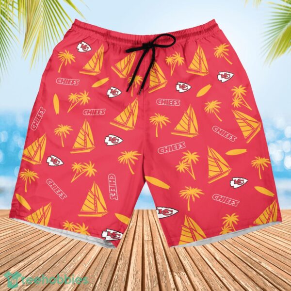 Kansas City Chiefs Sailboat and Coconut Pattern Beach Shorts For Fans Product Photo 3