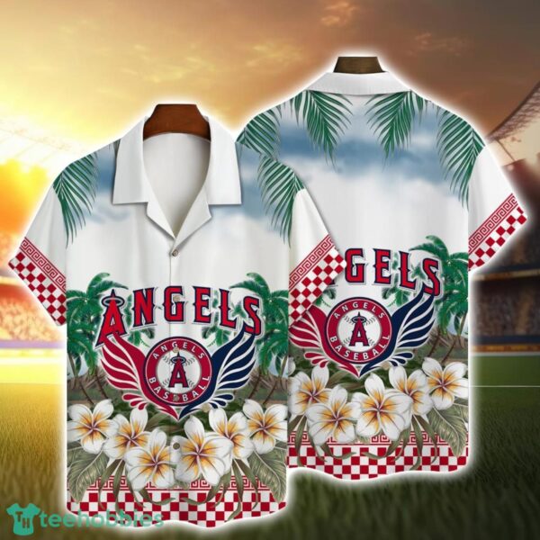 Los Angeles Angels Team Logo Beach Floral 3D Hawaiian Shirt Product Photo 1