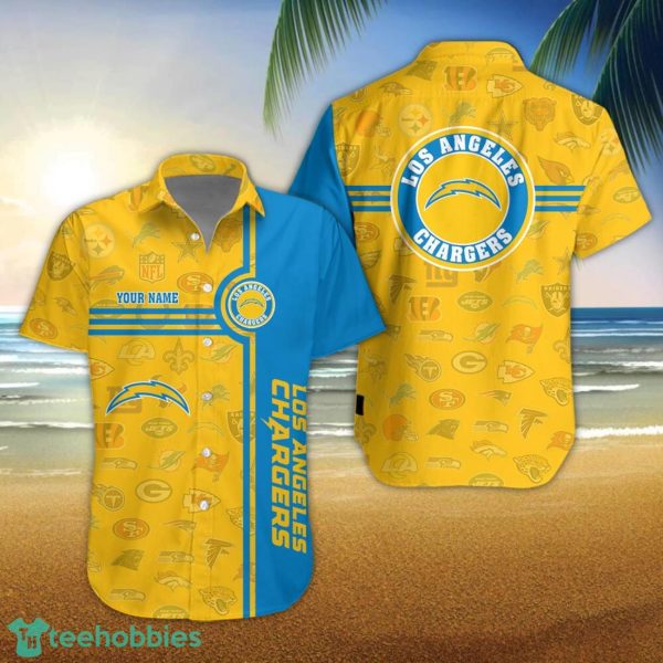 Los Angeles Chargers Logo team 3D All Over Printed 3D Hawaiian Shirt Custom Name For Fans Product Photo 1