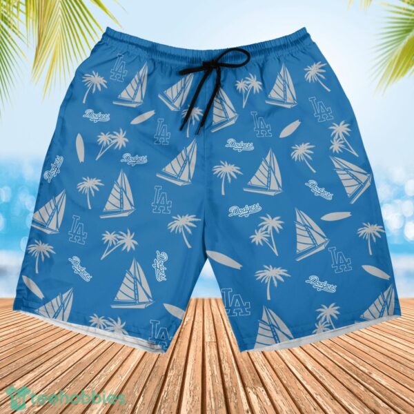Los Angeles Dodgers Sailboat and Coconut Pattern Beach Shorts For Fans Product Photo 3