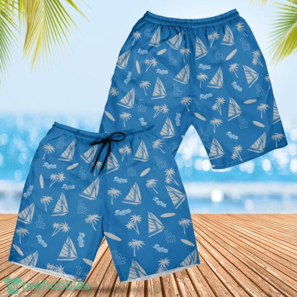 Los Angeles Dodgers Sailboat and Coconut Pattern Beach Shorts For Fans Product Photo 1