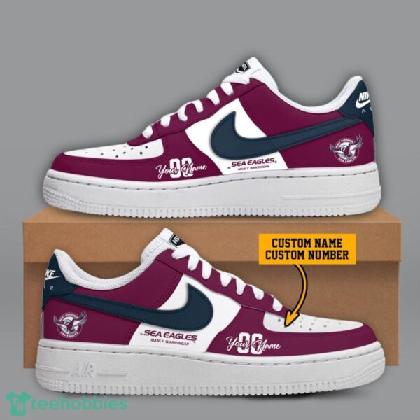 Manly Sea Eagles NRL Custom Name And Number Personalized Air Force 1 Sneaker Product Photo 1