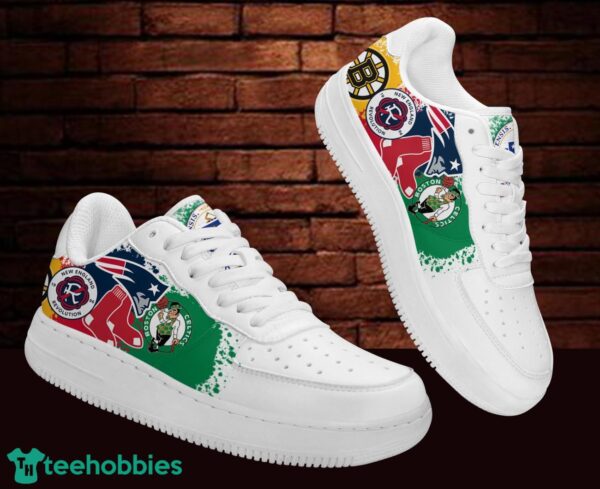 Massachusetts Team Paint NFL MLB NBA MLS Air Force Sneakers AF1 Shoes Product Photo 2