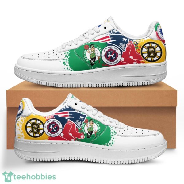 Massachusetts Team Paint NFL MLB NBA MLS Air Force Sneakers AF1 Shoes Product Photo 3