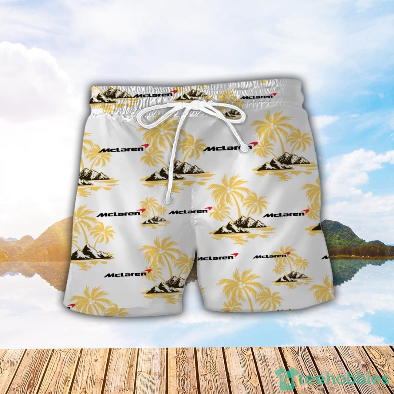 McLaren Yellow Coconut Pattern Combo 3D Hawaiian Shirt And Shorts image McLaren Yellow Coconut Pattern Combo 3D Hawaiian Shirt And Shorts Product Photo 2