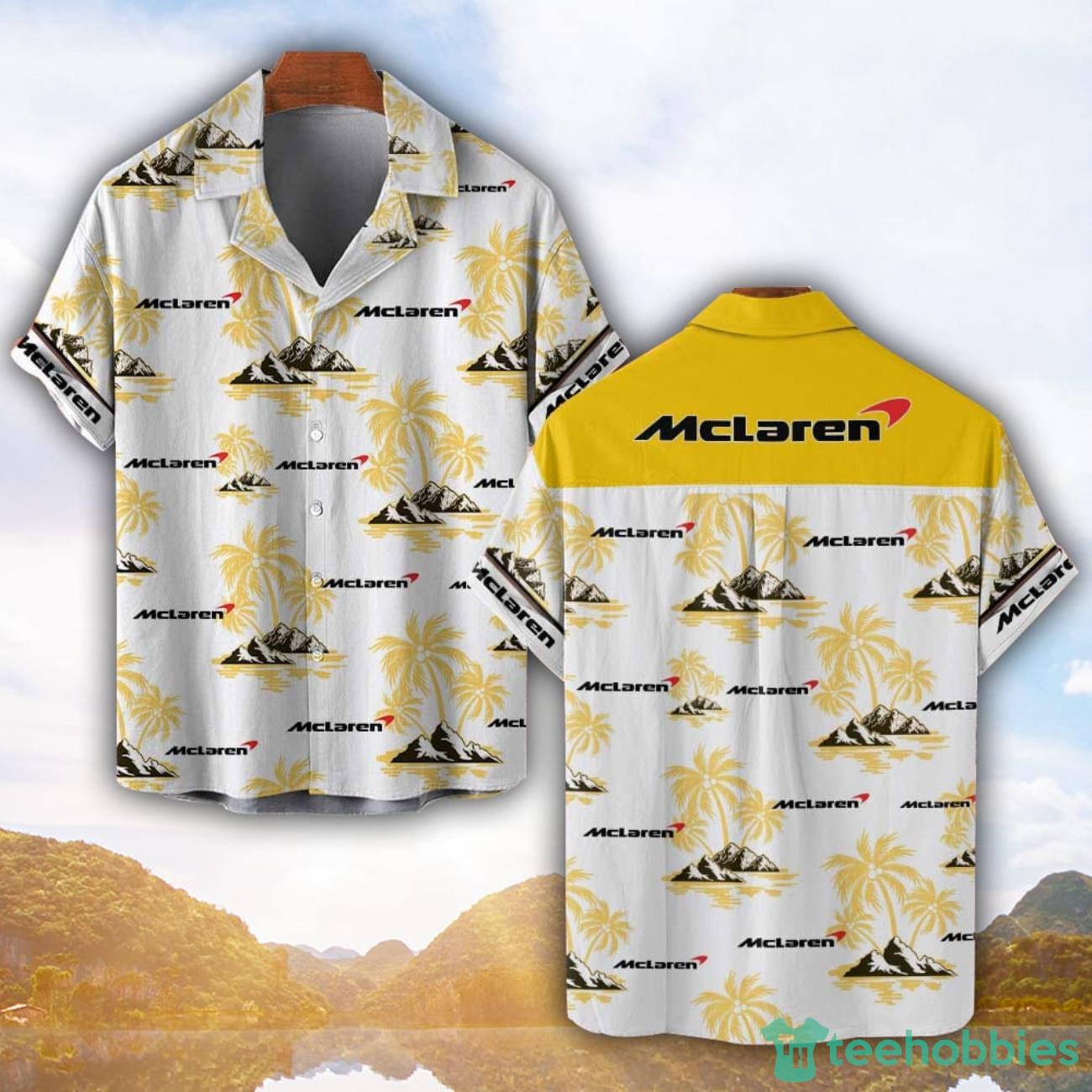 McLaren Yellow Coconut Pattern Combo 3D Hawaiian Shirt And Shorts image McLaren Yellow Coconut Pattern Combo 3D Hawaiian Shirt And Shorts Product Photo 1