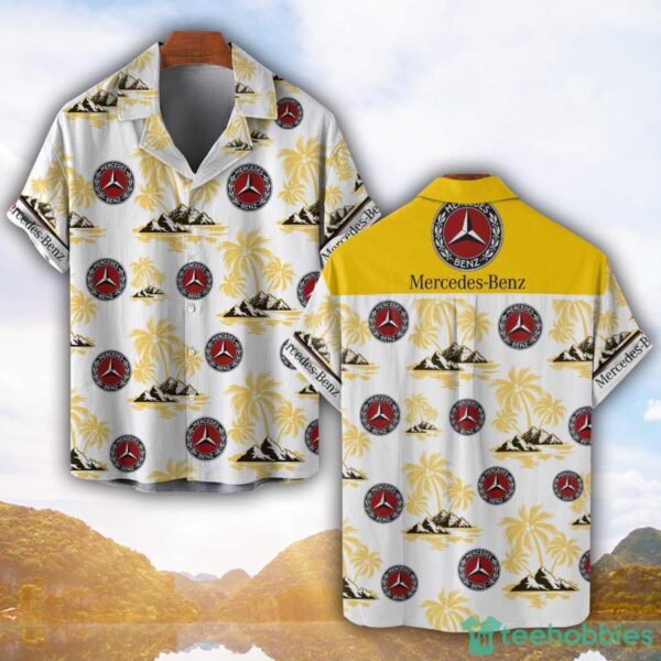 Mercedes-Benz Yellow Coconut Pattern Combo 3D Hawaiian Shirt And Shorts Product Photo 1