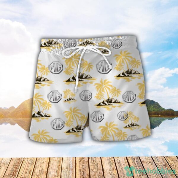 MG Car Yellow Coconut Pattern Combo 3D Hawaiian Shirt And Shorts Product Photo 2
