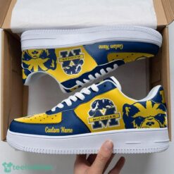 Michigan Wolverines Mascot Logo NCAA Football Baseball Personalized Name Air Force Shoes Product Photo 1